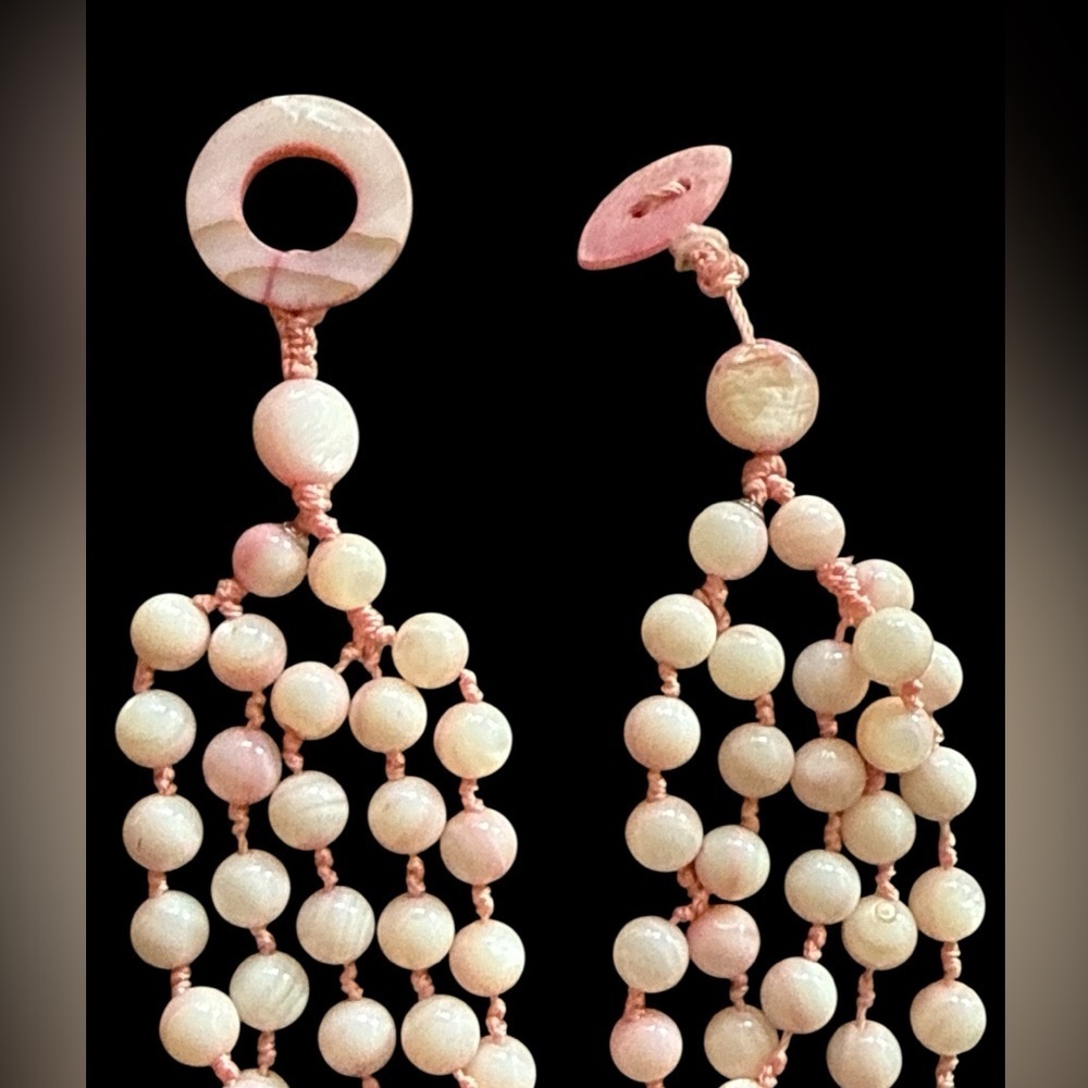 Gorgeous Vintage Pink Dyed MOP Five Strand Necklace 22” - Picture 5 of 7